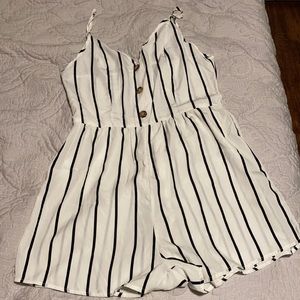 Button-Front belted Romper